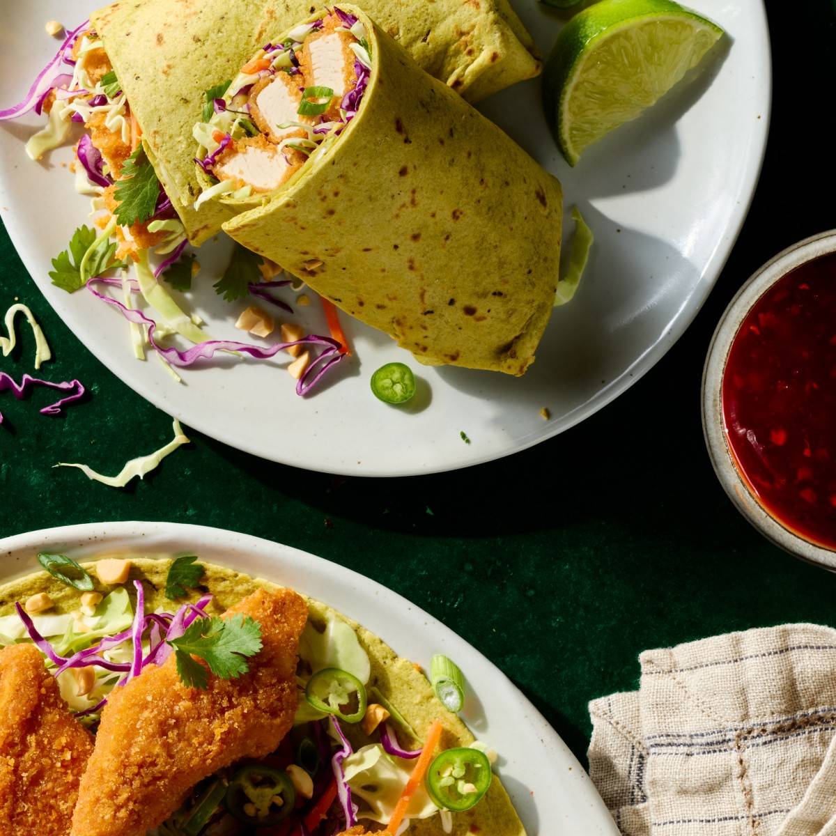Chikn tenders recipe on plates.