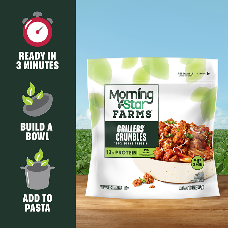 Ready in minutes. Build a bowl. Add to pasta.