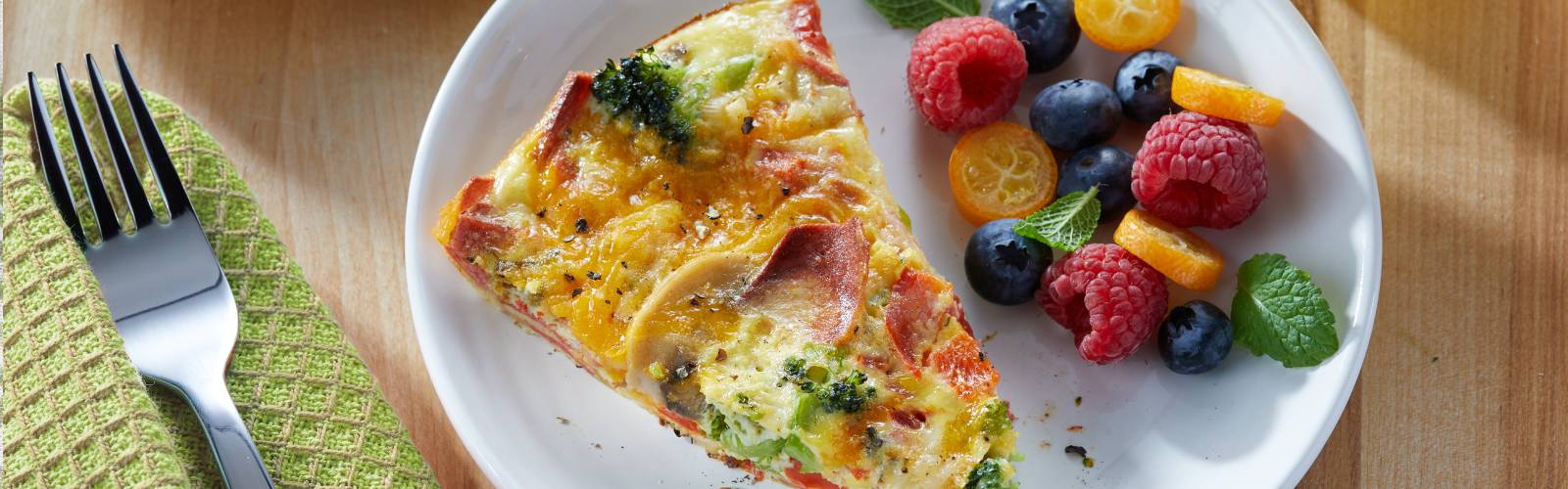 Breakfast plate with frittata and fruit