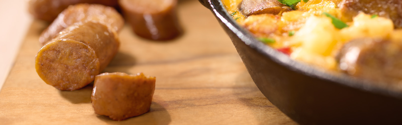 Breakfast sausage with recipe in pan