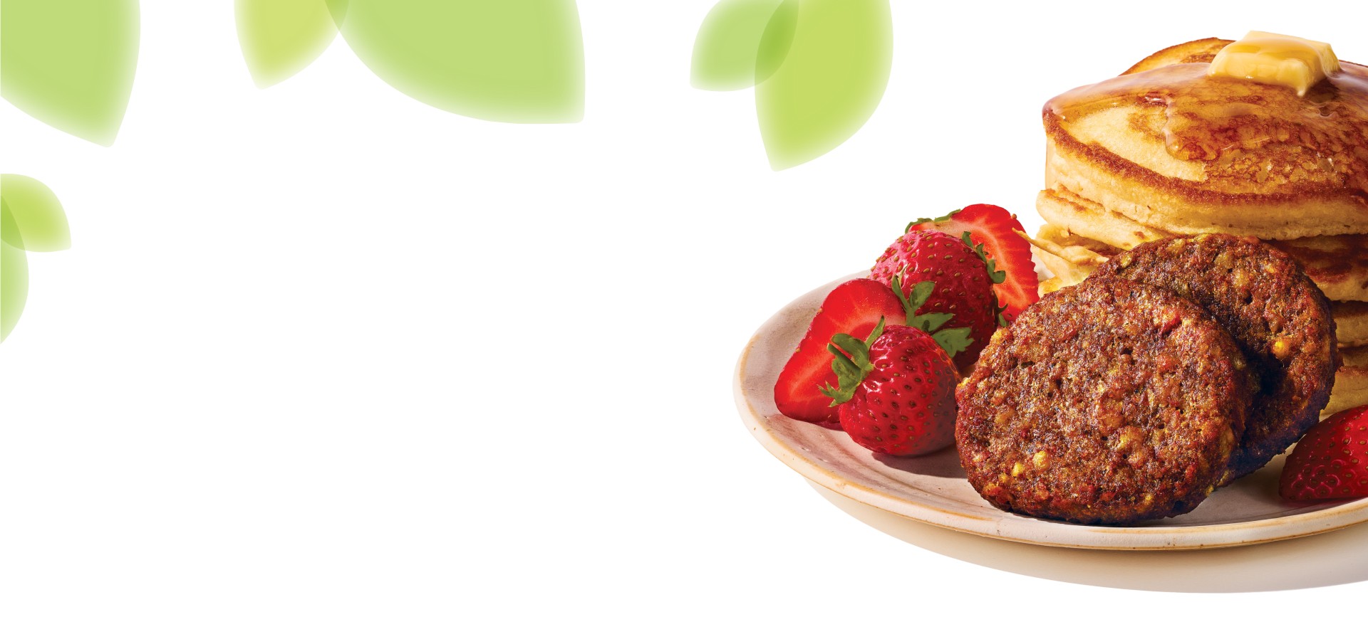 leaves with a vegetarian breakfast plate